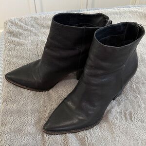Lucky Brand Adalan Black Leather Pointed-Toe Ankle Booties